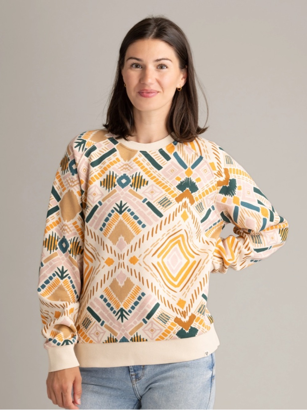 Liv Outdoor Gabriella Graphic Raglan Aztec Mosaic Style Women's Sweater large